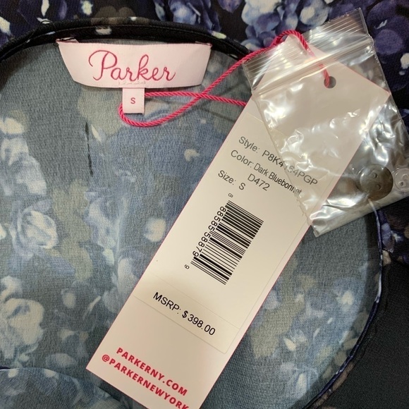 Revolve‎ Parker Navy Floral Faux Wrap Asymmetrical Dress - Picture 7 of 9